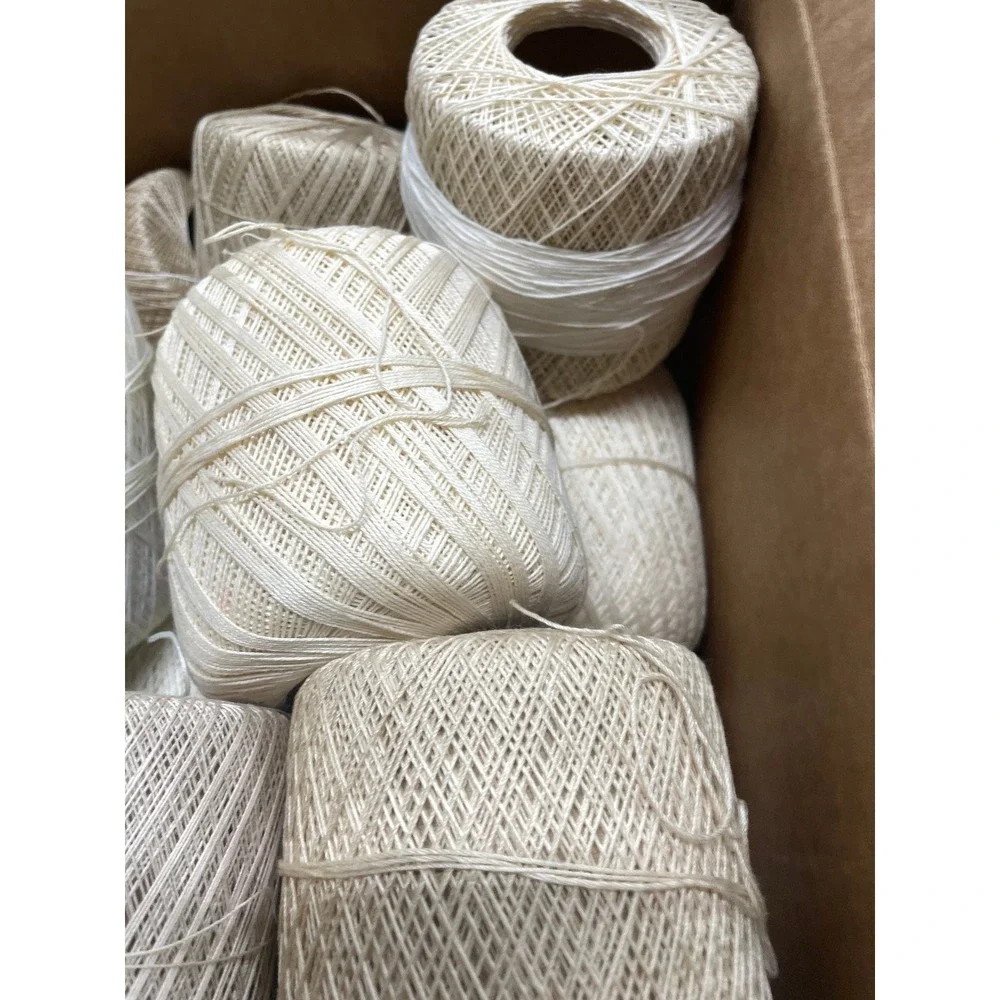 Lot of Polyester Crochet Thread White Cream Beige Assorted Shades Yarn Craft